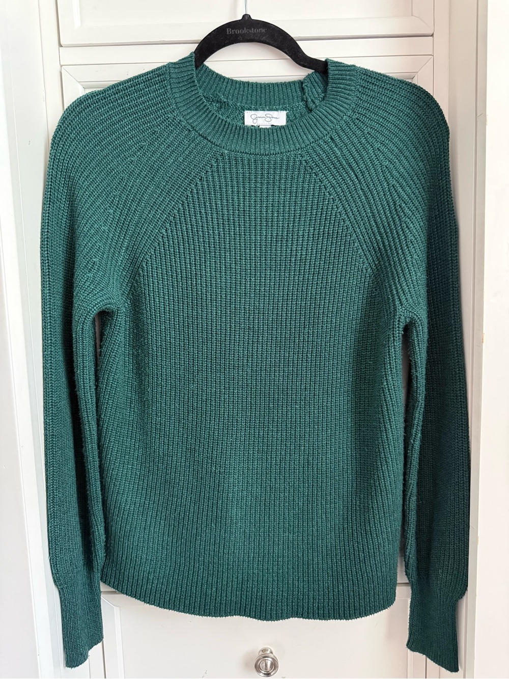 Jessica Simpson Emerald Green Ribbed Crew Neck Sweater